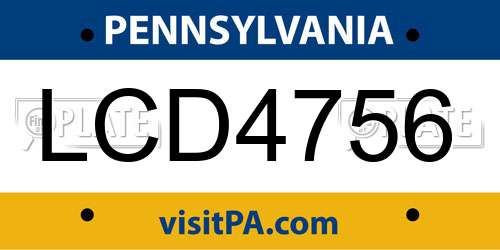 LCD4756 Pennsylvania License Plate