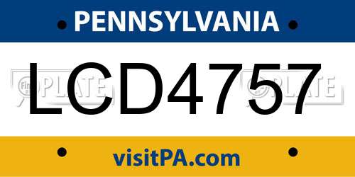 LCD4757 Pennsylvania License Plate