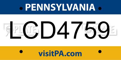 LCD4759 Pennsylvania License Plate