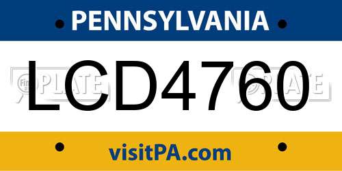 LCD4760 Pennsylvania License Plate