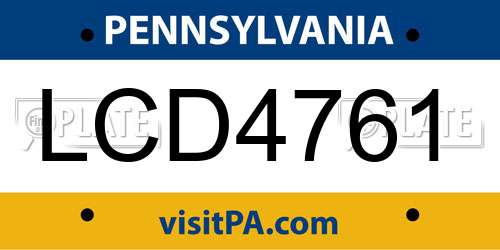 LCD4761 Pennsylvania License Plate