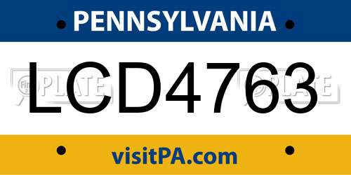 LCD4763 Pennsylvania License Plate