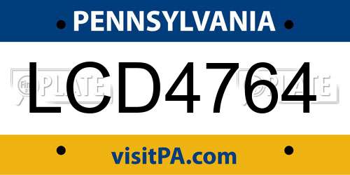 LCD4764 Pennsylvania License Plate