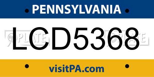 LCD5368 Pennsylvania License Plate