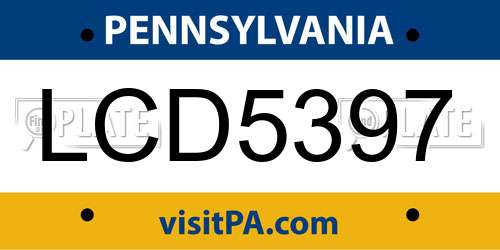 LCD5397 Pennsylvania License Plate