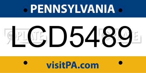 LCD5489 Pennsylvania License Plate