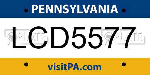 LCD5577 Pennsylvania License Plate