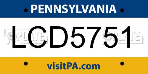 LCD5751 Pennsylvania License Plate