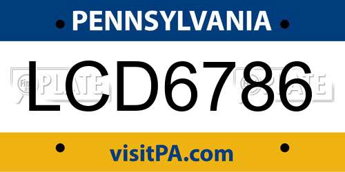 LCD6786 Pennsylvania License Plate
