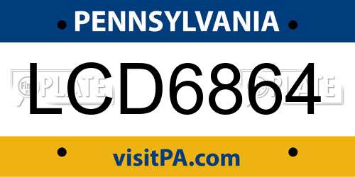 LCD6864 Pennsylvania License Plate
