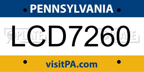 LCD7260 Pennsylvania License Plate