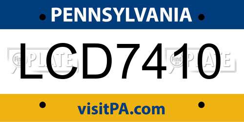 LCD7410 Pennsylvania License Plate