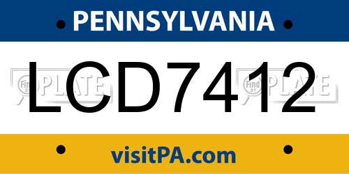 LCD7412 Pennsylvania License Plate