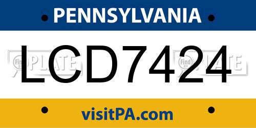 LCD7424 Pennsylvania License Plate