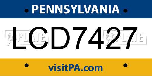 LCD7427 Pennsylvania License Plate