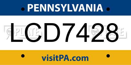 LCD7428 Pennsylvania License Plate