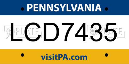 LCD7435 Pennsylvania License Plate