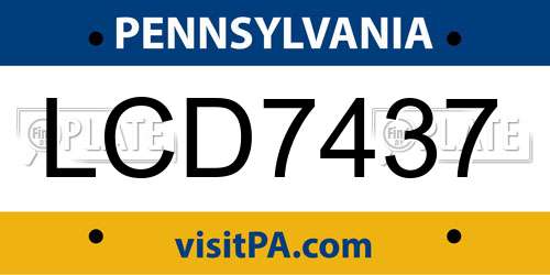 LCD7437 Pennsylvania License Plate