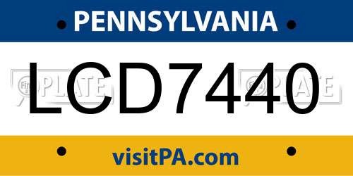 LCD7440 Pennsylvania License Plate