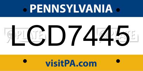 LCD7445 Pennsylvania License Plate