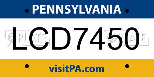 LCD7450 Pennsylvania License Plate