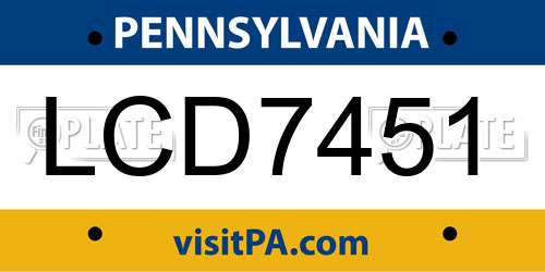 LCD7451 Pennsylvania License Plate