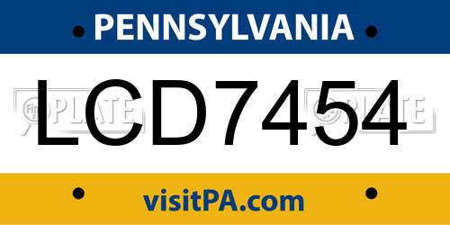 LCD7454 Pennsylvania License Plate