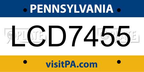 LCD7455 Pennsylvania License Plate