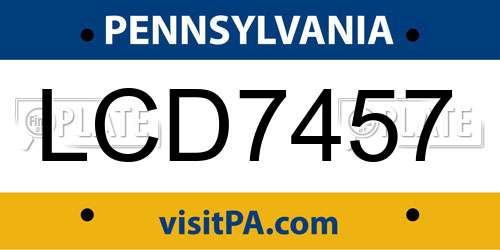 LCD7457 Pennsylvania License Plate