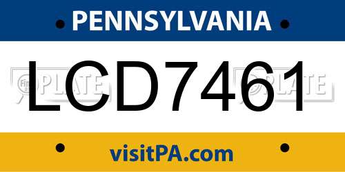LCD7461 Pennsylvania License Plate