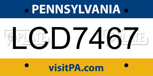 LCD7467 Pennsylvania License Plate