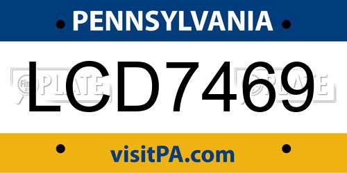 LCD7469 Pennsylvania License Plate