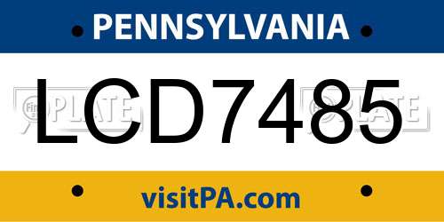 LCD7485 Pennsylvania License Plate