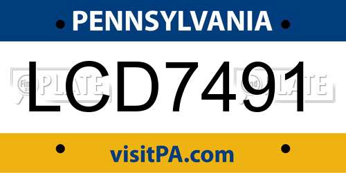 LCD7491 Pennsylvania License Plate