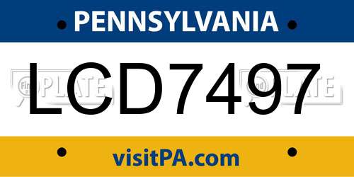 LCD7497 Pennsylvania License Plate