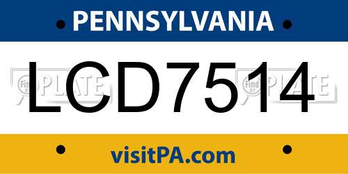 LCD7514 Pennsylvania License Plate