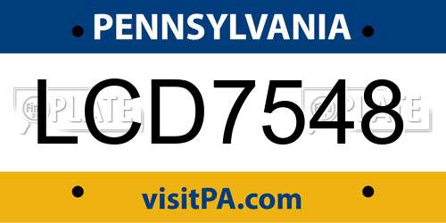LCD7548 Pennsylvania License Plate