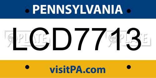 LCD7713 Pennsylvania License Plate