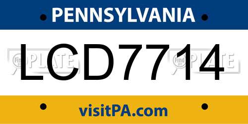 LCD7714 Pennsylvania License Plate