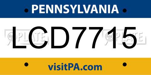 LCD7715 Pennsylvania License Plate