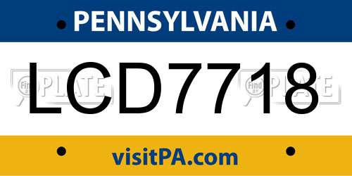LCD7718 Pennsylvania License Plate