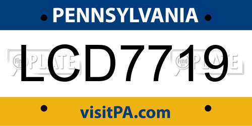 LCD7719 Pennsylvania License Plate
