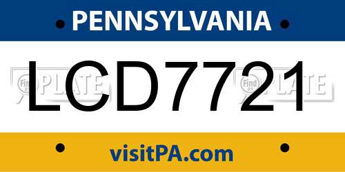 LCD7721 Pennsylvania License Plate