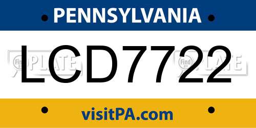 LCD7722 Pennsylvania License Plate