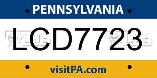 LCD7723 Pennsylvania License Plate