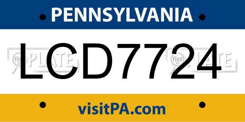LCD7724 Pennsylvania License Plate