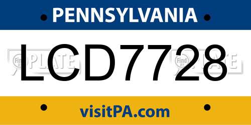 LCD7728 Pennsylvania License Plate