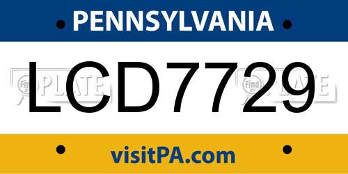 LCD7729 Pennsylvania License Plate