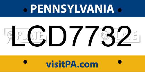 LCD7732 Pennsylvania License Plate