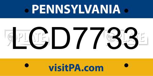 LCD7733 Pennsylvania License Plate
